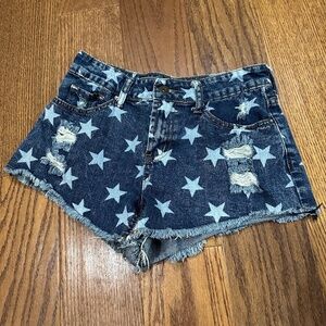 Freestyle Revolution Y2K 2000s Star High Rise Blue Denim Shorts Junior Size 1